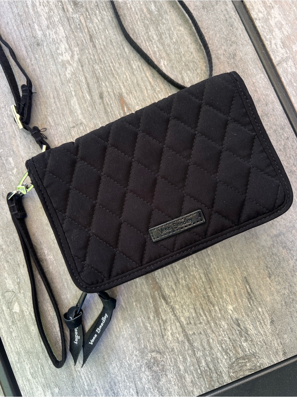 Vera Bradley Black Quilted Crossbody Wallet